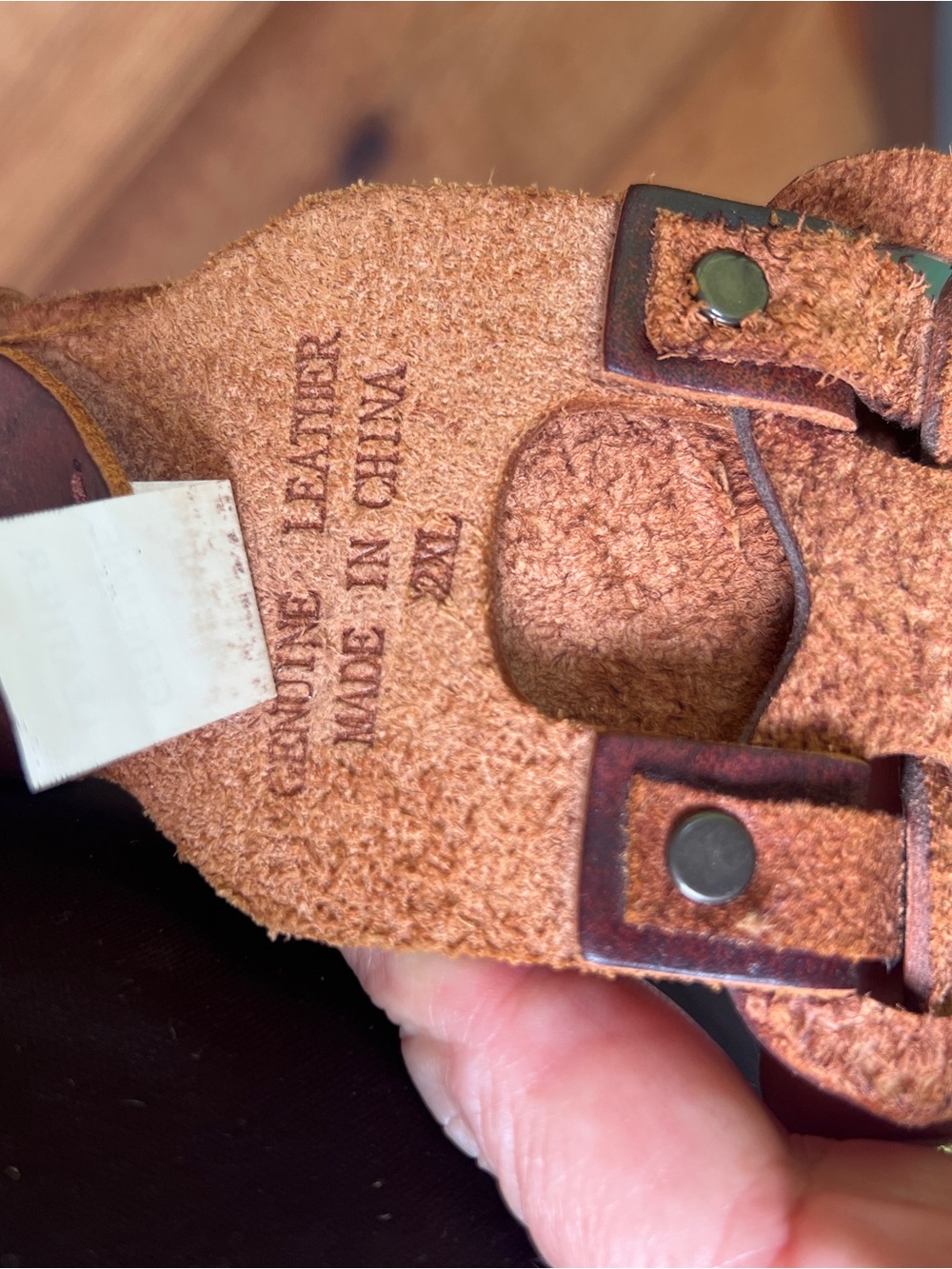 Wide Brown Leather Waist Belt with Antique Buckle - Picture 4 of 6